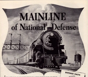Railroad Locomotive 1941 Print Ad Assoc of American Railroads Mainline Defense - Picture 1 of 2