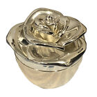 Rose Jewelry Trinket Stash Box Storage Small Size Silver Tone Flower Home Decor