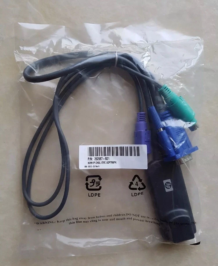 Genuine HP IP CAT5 KVM PS/2 server rack console Interface Adaptor 286597-001 - Image 1 of 3