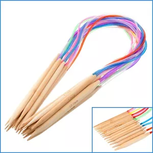 18pcs 60cm Long 2mm - 10mm Bamboo Circular Flexible Flex Knitting Needle Set DIY - Bild 1 von 3