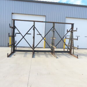 15' Wide x 7'6" Cantilever Storage Rack 4 Tier Double Sided 8' Tall
