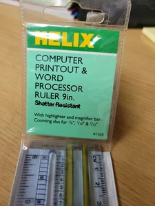 HELIX 9" Computer Printout & Word Processor Ruler w Highlighter & Magnification - Picture 1 of 8