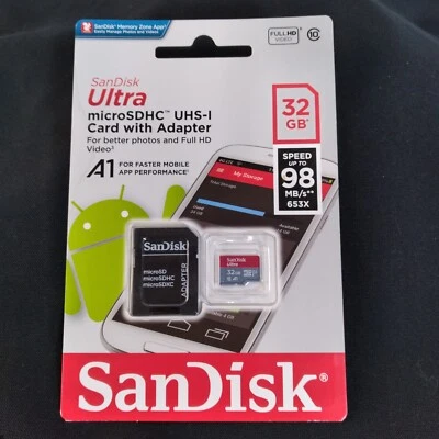 Sandisk Ultra 32GB Micro SDHC UHS-1 with Adapter Full HD 98MB/s - Image 1 of 2