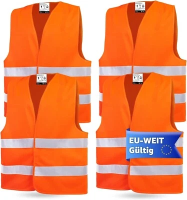 4X Chalecos Advertencia Coche ISO 20471 - Chaleco Seguridad 2025 & 2026 Naranja Foto 1 de 4