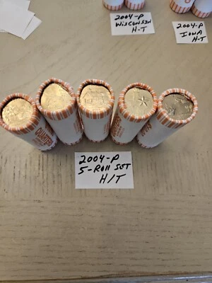 2004-P State Quarter Set US Mint Uncirculated Bank Roll's x 5 FL IA MI TX WI - Image 1 of 4