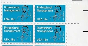 US Joseph Wharton Professional Management 18c Stamp Zip Block of 4 Scott #1920 - Picture 1 of 1
