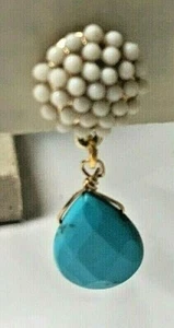 Turquoise Drop Beaded Top Earring ESTATE - Picture 1 of 5
