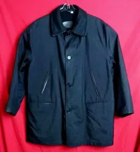 Giacca Nylon Longhi Uomo 52 Lunghezza Ginocchio Nero 100% Lana Vergine Fodera Rimovibile - Foto 1 di 9