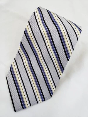 Corbata para hombre Jos A Bank Signature Collection a rayas negra dorada azul plata 4 x 60" Foto 1 de 3