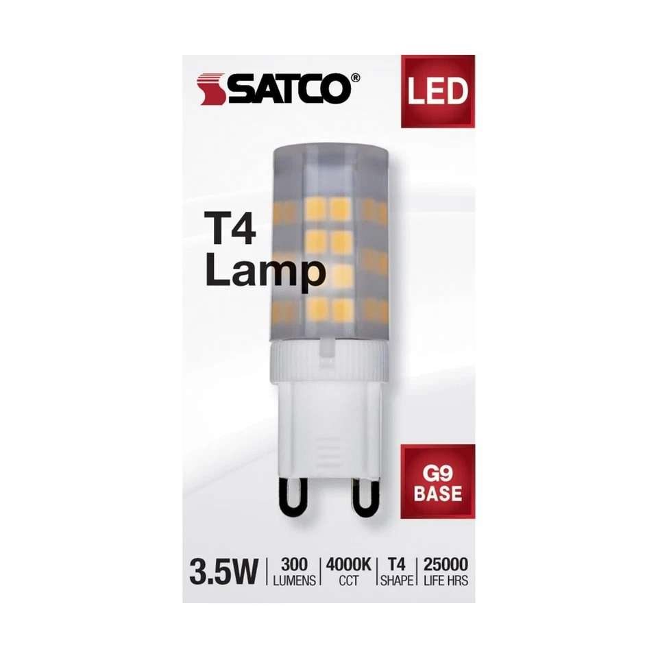 Satco S11233 - 3.5 Watt T4 JCD LED Bulbs - G9 - Frost - 4000K (5, 10 or 20 Pack) - Image 1 of 4