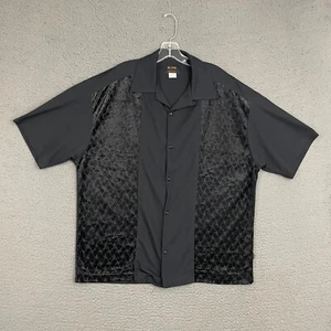 BC Ethic Shirt Mens XL Black Velvet Button Up Rockabilly Retro Casual USA Dad - Picture 1 of 7