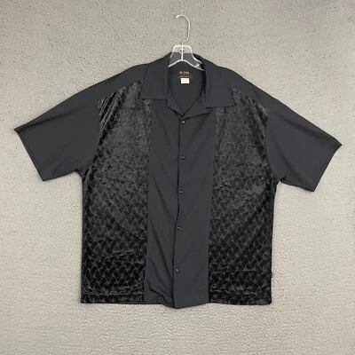 BC Ethic Shirt Mens XL Black Velvet Button Up Rockabilly Retro Casual USA Dad - Image 1 of 4