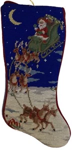 Weihnachtsstrumpf Weihnachtsschlitten Rentiere liefern Geschenk Nadelspitze himmlischer Velours 17 Zoll - Bild 1 von 7