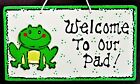 Frog Welcome To Our Pad Sign Home Family Door Wall Plaque Porch Deck Patio Decor