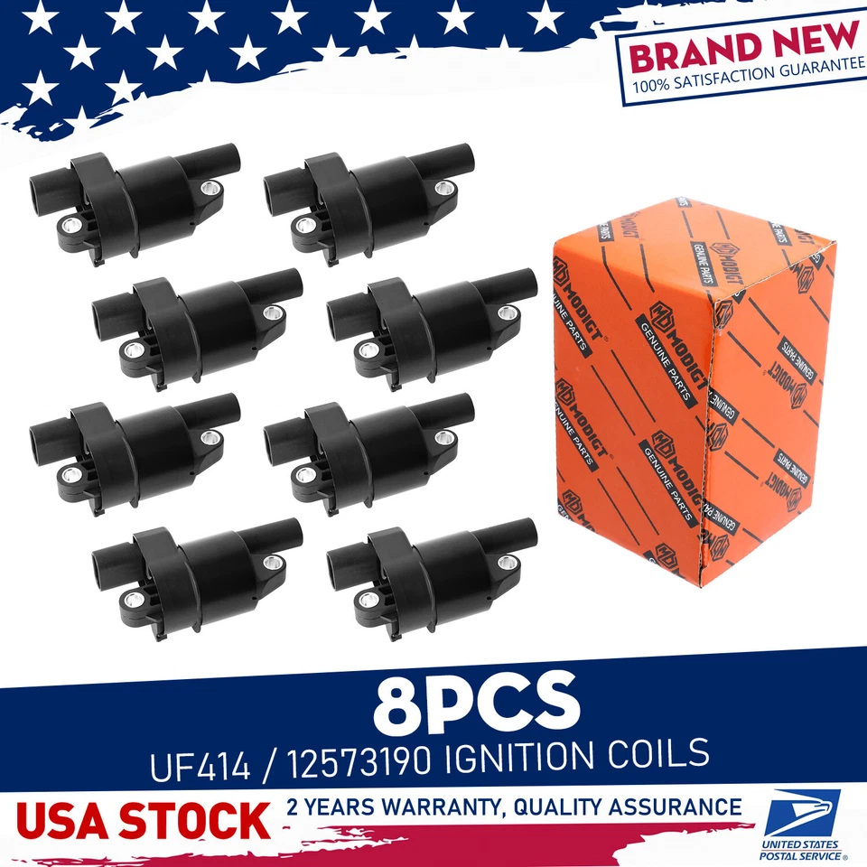 Reliable Ignition Coil UF414/12573190 8pcs For CHEVROLET SILVERADO 3500 07-14 - Image 1 of 4