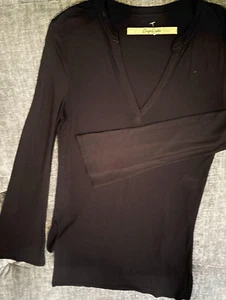 Enza Costa Black V- Neck Rayon/Silk Tunic Top Size: Small - Picture 1 of 2