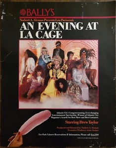 Vintage Poster An Evening at La Cage Female Impersonators Stars Ballys NJ c1980s - Picture 1 of 3