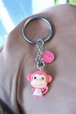 Personalised keyring Very Cute Monkey Keychain  Assorted Colours - Image 1 of 4