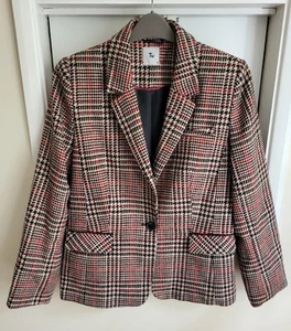 Ladies TU Size 14 Smart / Casual Brown Mix Tweed Style Houndstooth Jacket Blazer - Picture 1 of 9
