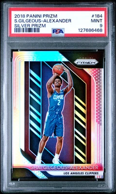 PSA 9 2018 Panini Prizm Shai Gilgeous-Alexander Silver Rookie RC #184 Foto 1 de 2