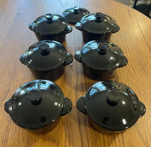 6er Set Dänemark Werkzeuge für Köche Steinzeug MINI TÖPFE Souffle RAMEKIN mit DECKELN - Bild 1 von 8