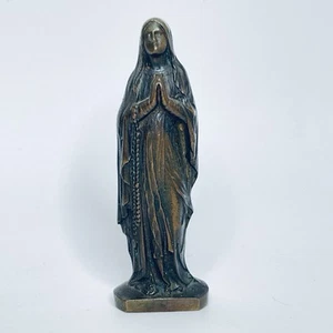 Vintage Virgin Mother Mary Statue Solid Bronze 7.3 x 2.8 x 1.5 cm Virgin Mary - Picture 1 of 22