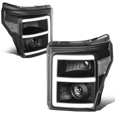 Fit 11-16 Ford F250 F350 Super Duty 3D LED DRL Projector Headlight Black/Clear - Image 1 of 4