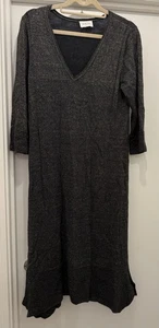 Wrap London Black Luxe Knit Gold Shimmer Wool Dress Size S-M Long Length - Picture 1 of 6