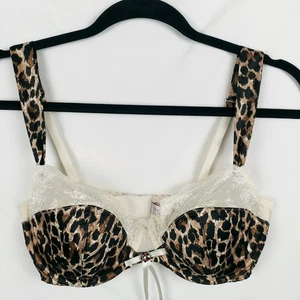 Reggiseno balconcino vintage Victorias Secret 36C seconda pelle bordo pizzo ghepardo nuovo con etichette - Foto 1 di 13