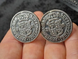 Old Vintage Pair Of English Coin Style Cufflinks - Free UK P&P - Picture 1 of 8