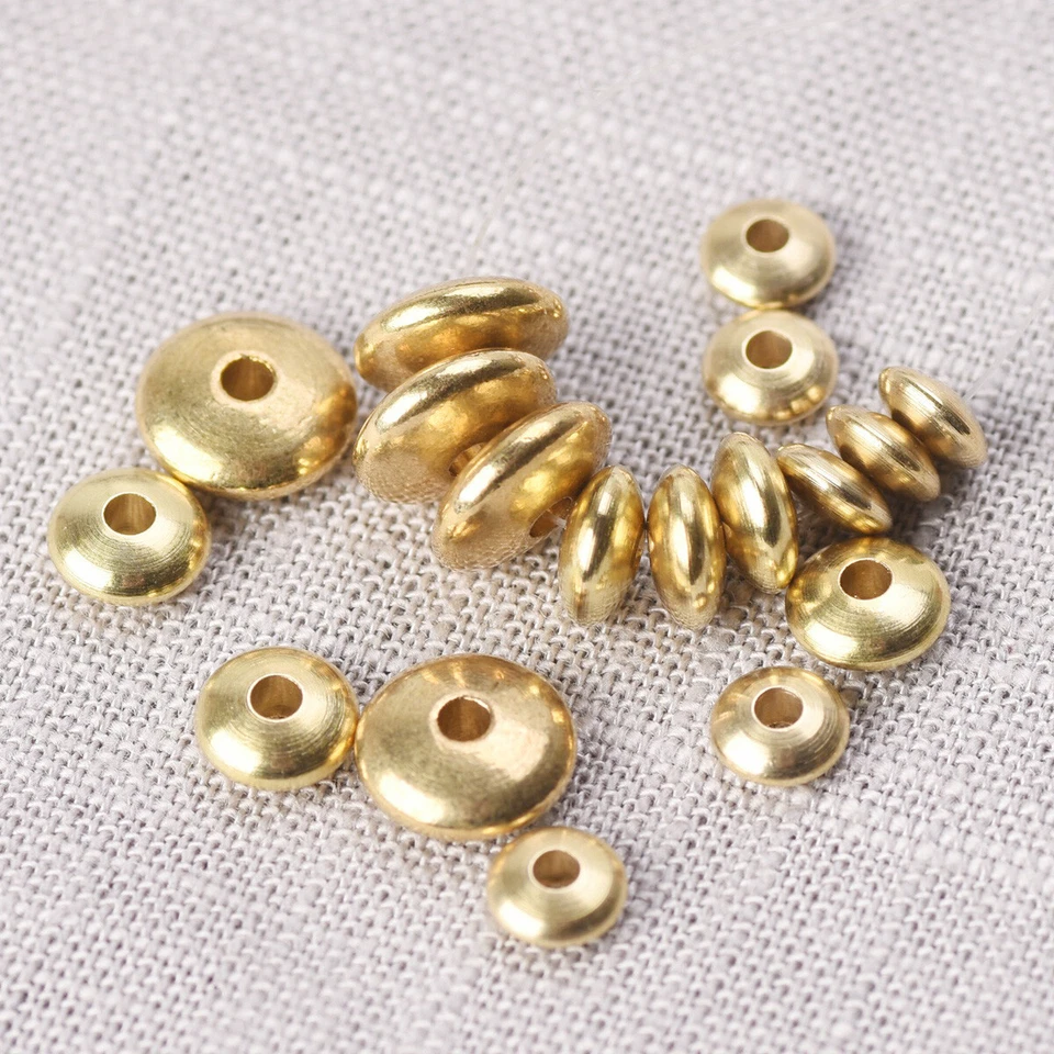 5x2mm 6x2.5mm 8x3mm Solid Brass Rondelle Loose Metal Spacer Craft Beads Lot DIY - Image 1 of 3