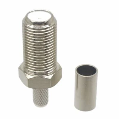 RF Coaxial connector DVB-T TV F female jack Crimp LMR195 RG142 RG58 Cable - Image 1 of 4