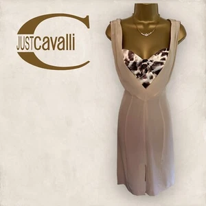 Vestido corsé Just Cavalli para mujer crema seda estampado de leopardo UK 12 IT 44 US 8 - Imagen 1 de 8