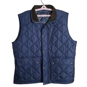 Land's End Men's Size XL Quilted Full Zip Snap Vest Navy Blue Chore Corduroy - Picture 1 of 9