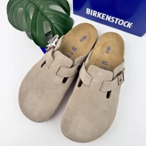 Birkenstock Boston Taupe Suede Soft Leather Men's Clog Shoes Wide Size 42-45 - Picture 1 of 8