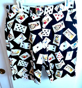 LOUDMOUTH Golf Shorts Pin Up Girls Playing Cards Printed (Black) Size 32W - Picture 1 of 4