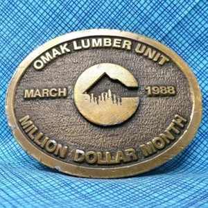 Omak Lumber Unit Award Belt Buckle Million Dollar Month Vtg 80s CD Hit .DBD354 - Picture 1 of 7