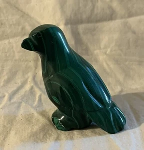 Vintage 2.25” Tall Hand Carved Malachite Bird Figure - Picture 1 of 8