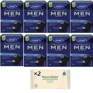 Tena Men Extra Light, Incontinence Pads for Men, 8 x 14 pads & Free Travel Wipes - Picture 1 of 6