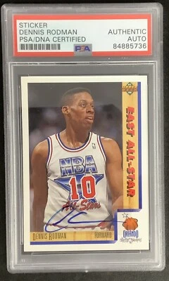 Dennis Rodman Signed 1992 UD #457 Card Sticker Basketball￼ Autograph PSA/DNA - Image 1 of 2