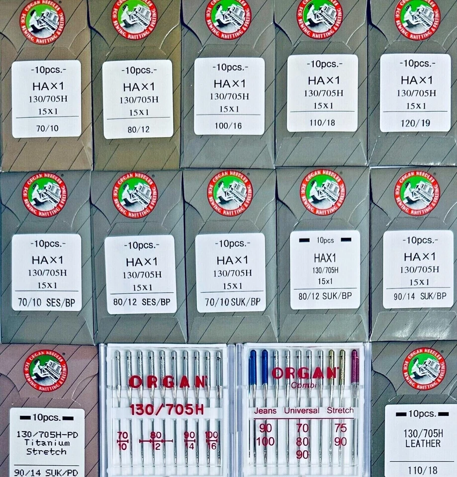 Organ 10 Stk Nähmaschinennadeln 130/705 Flach 70 80 90 100 110 120 SUK SES Leder