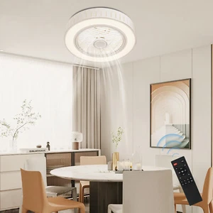 20" Modern Ceiling Fan with Dimmable Light Remote Control Flush Mount Lamp Light - Picture 1 of 15