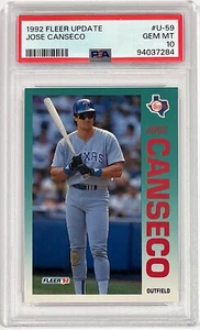 1992 Fleer Update #U-59 Jose Canseco PSA 10 Gem Mint Low Pop - Picture 1 of 2