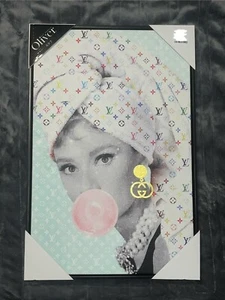 Audrey Hepburn Louis Vuitton Gucci 16 x 24 Framed Canvas Wall Art by Oliver Gal - Picture 1 of 1