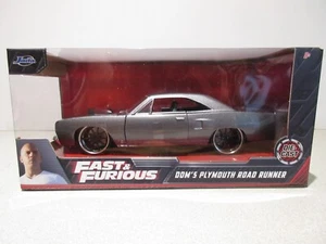 New 1:24 JADA Fast & Furious Grey Dom's Plymouth Road Runner Diecast Car - Picture 1 of 10