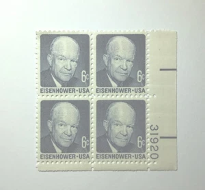 US 6 Cent Dwight D. Eisenhower Stamps, block of 4, 1961, Scott #1393, MNH/OG/VF. - Picture 1 of 1
