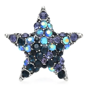 Blue Rhinestone Star Snowflake Flower Brooch Vintage Pin Jewelry Women Gift USA - Picture 1 of 12