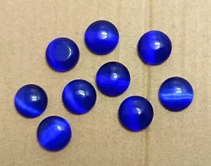 100 Ct Natural Certified Blue Cat's Eye Round Cut 12x12mm Loose Gemstone Lot KKL - Picture 1 of 11