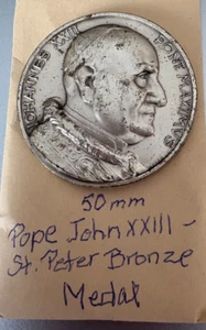 50 MM POPE JOHN XXIII WITH ST PETER ON REVERSE BRONZE MEDAL - Picture 1 of 2