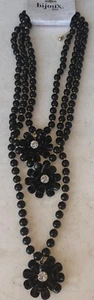 Women's JCPenney Bijoux Bar Linked Black Gold Beaded Necklace 12 in. (NEW) - Picture 1 of 6